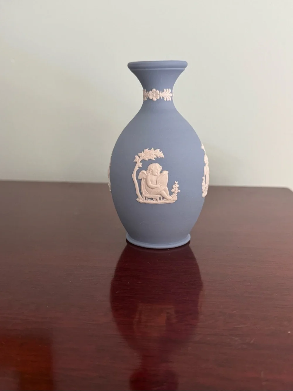 Vintage Wedgewood Jasperware Posy. Blue & cream neoclassical decor.